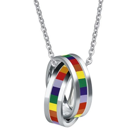 1pcs Simple Rainbow Necklace Gay Pride Chain Jewelry Necklace Stainless