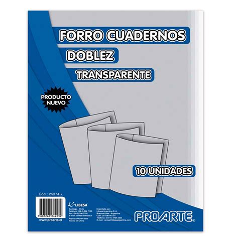 Forros Para Cuadernos Doblez Transparente Bolsa 10 U Proarte