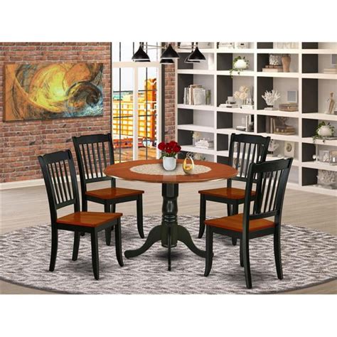 East West Furniture Dublin Piece Wood Dining Set W Slatted Chairs In