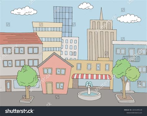 Colour Sketch Street View Over 11418 Royalty Free Licensable Stock