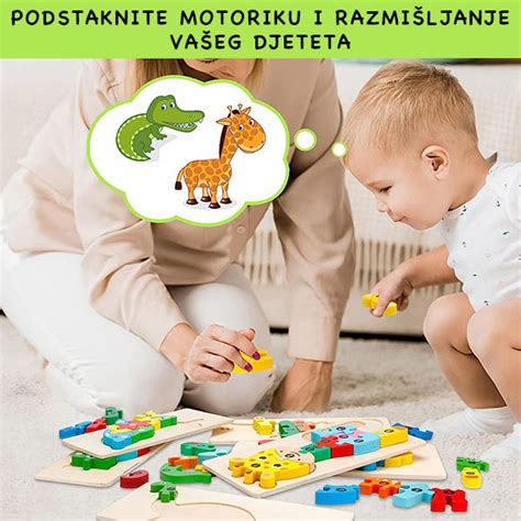 Montessori drvene slagalice u obliku životinja PuzzlePlay