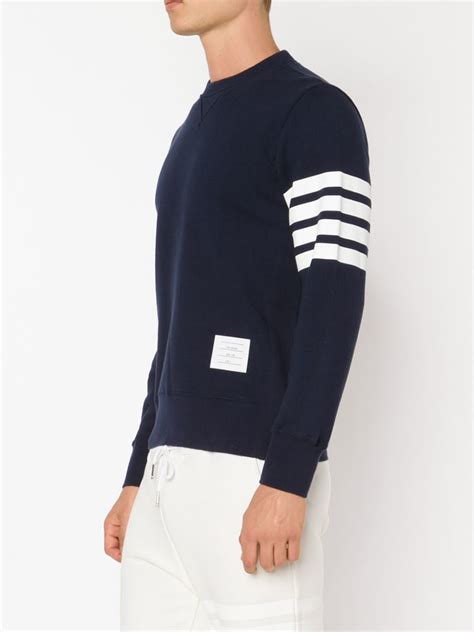 Thom Browne Stripe Sleeve Sweater In Blue For Men Lyst