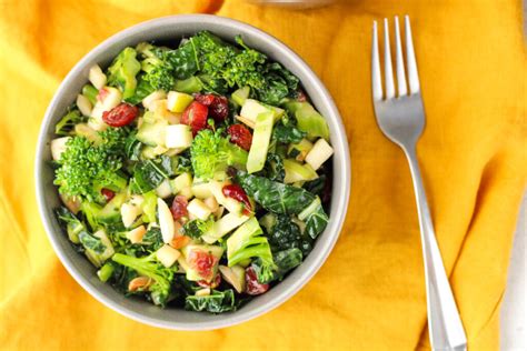 Healthy Kale Broccoli Salad With Apple Cider Vinegar Dressing Eats By April