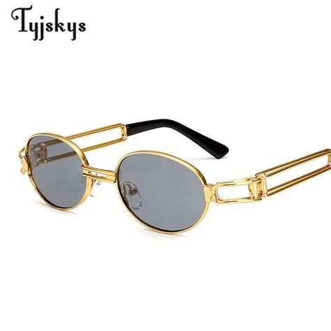 Gothic Vintage Punk Sunglasses Fashion Women Small Round Gold Metal Frame Steampunk Sunglasses