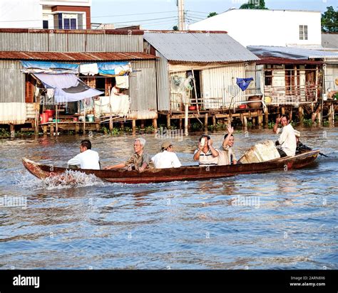 River taxi moving on Mekong River at Sa Dec Stock Photo - Alamy