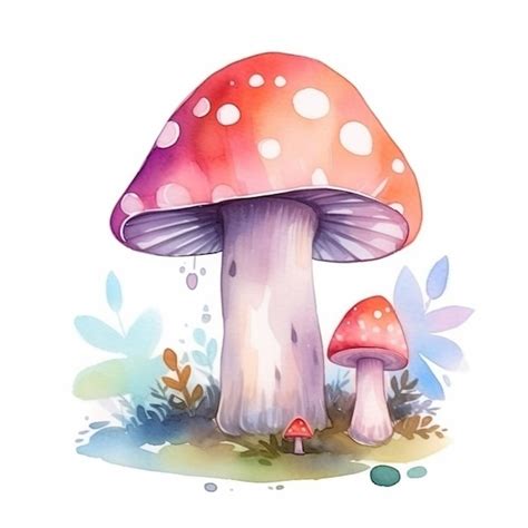 Ilustração em aquarela de um cogumelo Foto Premium