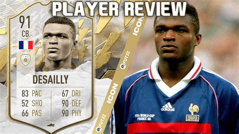 THE ROCK 91 PRIME ICON DESAILLY PLAYER REVIEW FIFA 22 ULTIMATE TEAM