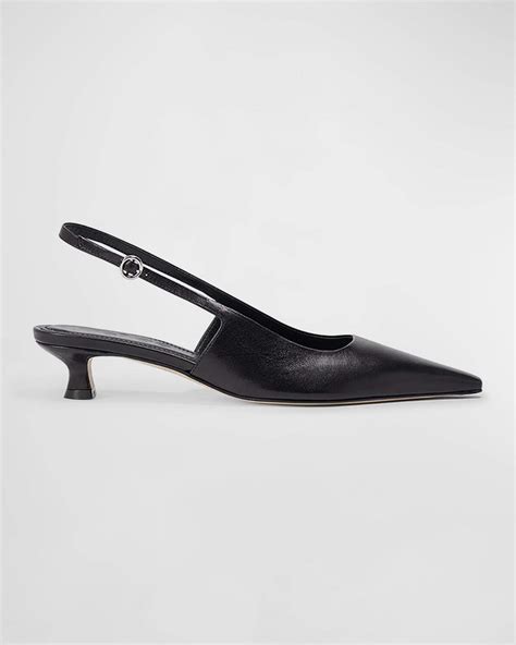 AeydĒ Catrina Leather Kitten heel Slingback Pumps Black Editorialist