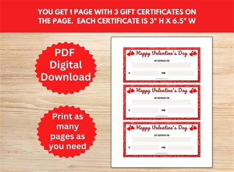 Valentine Certificate T Certificate Template T Coupon Template Printable T