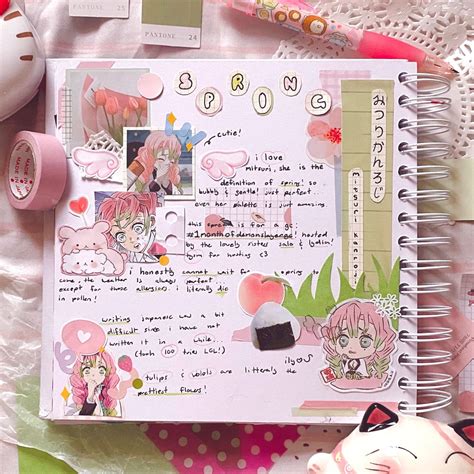 Spring W Mitsuri 🌷🤍 Bullet Journal Cover Ideas Anime Book Anime Crafts