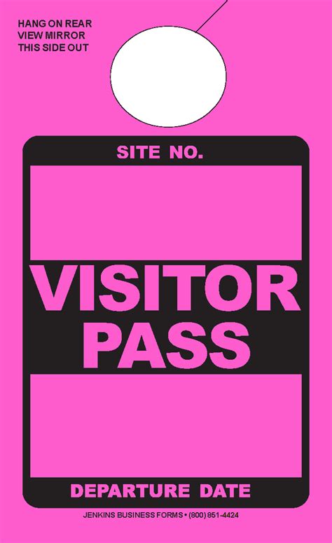 High Visibility Pink Visitor Pass