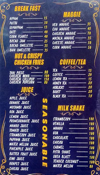 Menu Of Cafe Ka Kaggadasapura Bangalore