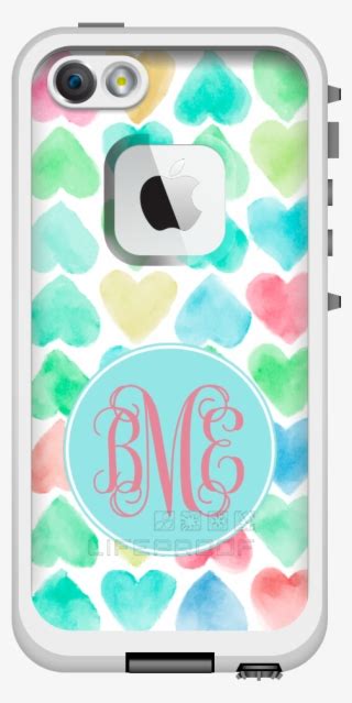 Watercolor Hearts Monogrammed Lifeproof Iphone 55s Lifeproof Iphone