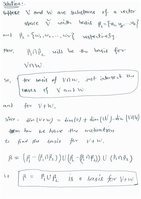 [solved] How To Find A Basis For V W And V Intersection W When Given V W Course Hero