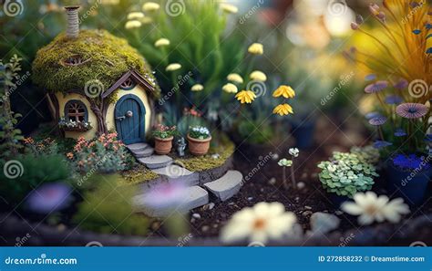 Nostalgic and Whimsical Fairy Garden with Tiny Houses. Ai Generative ...