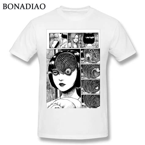 Cotton Retro Uzumaki Tee Shirt Manga Junji Ito T Shirts Shintaro