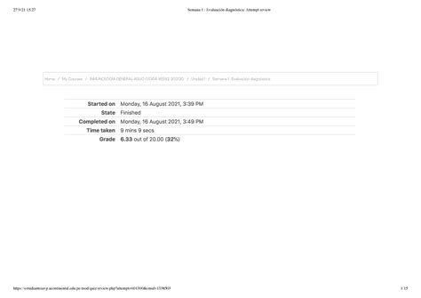 Semana 1 Evaluación diagnóstica Attempt review Home My Courses