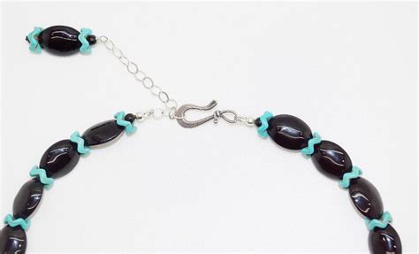 Black Onyx And Turquoise Sterling Silver Pendant Handmade Statement