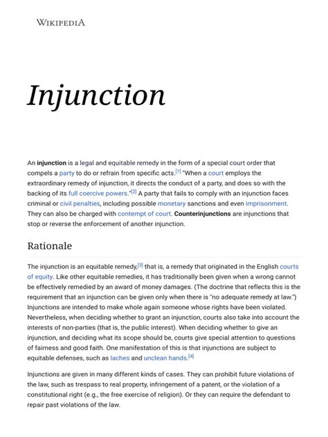 A Comprehensive Overview of Injunctions: Their Purpose, Types, History of Use, and International ...