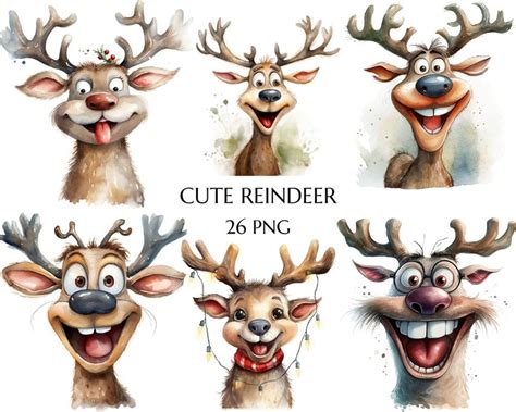 Funny Reindeer Clipart Christmas Reindeer Png Quirky Reindeer