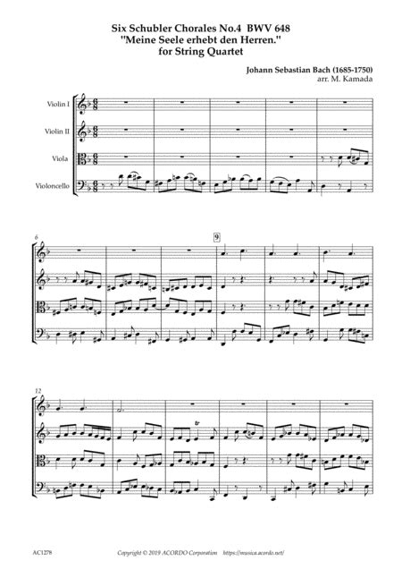 Six Schubler Chorales No Bwv Meine Seele Erhebt Den Herren For