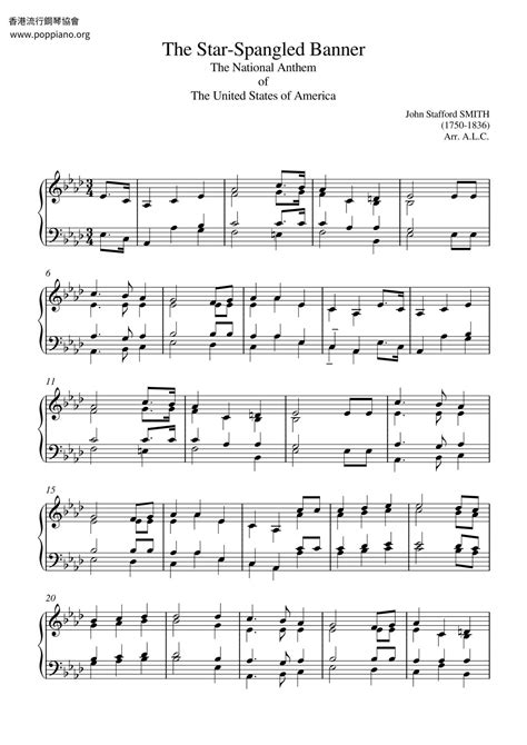 美國國歌 The Star Spangled Banner USA Anthem Sheet Music pdf Free