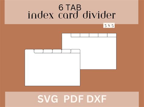 3 X 5 Index Card Divider Template Index Card Tab Svg Recipe Card Organization Flash Card