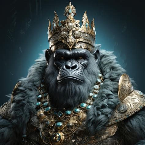 Premium Ai Image A Gorilla Wearing A Crown And A Crown With A Crown On It