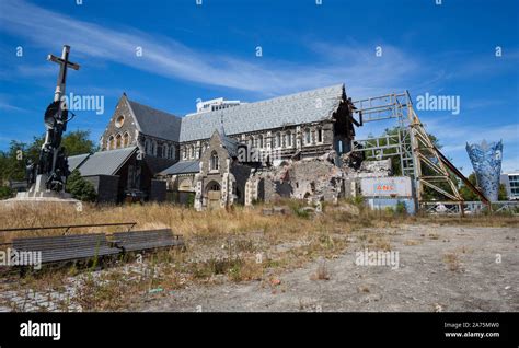 Deconsecrated Anglican Cathedral Christchurch New Zealand Hi Res Stock