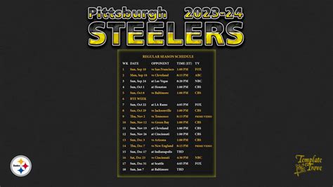 Pittsburgh Steelers 2024 Schedule And Dates And Times Hetty Phillie