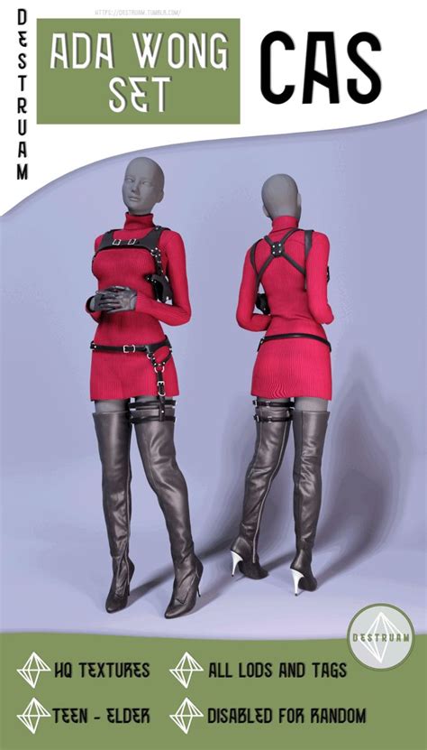 Ada Wong Set In 2024 Sims 4 Dresses Sims 4 Clothing Sims 4 Mods Clothes