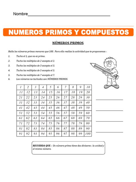 Los Numeros Primos Y Compuestos Para Quinto De Primaria Pdf