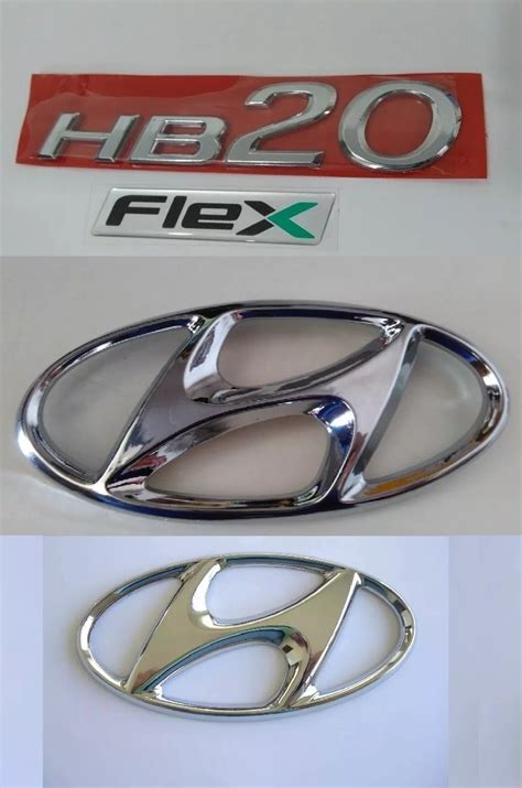 Emblemas Hb20 Flex Logos Hyundai Grade E Mala kit 4 Pçs Frete grátis