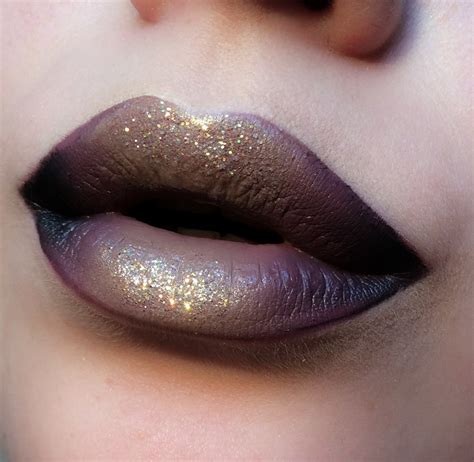 Gold Beige Dark Purple Black Ombre Lip Lipstick Ombre Lips Lipstick Art