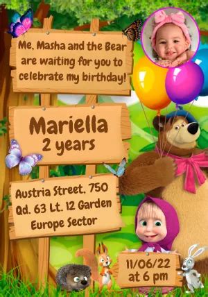 Make An Online Invitation Masha And The Bear Digital Invitation