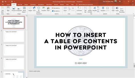 Table Of Contents In PowerPoint How To Add Guide