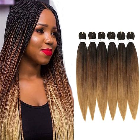 Buy WIGENIUS Pre Stretched Braiding Hair Ombre Brown 26 Inch 6 Packs