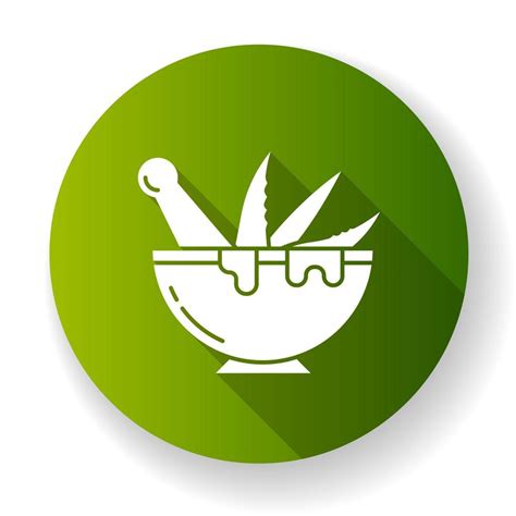 Mortar With Pestle Green Flat Design Long Shadow Glyph Icon Graining