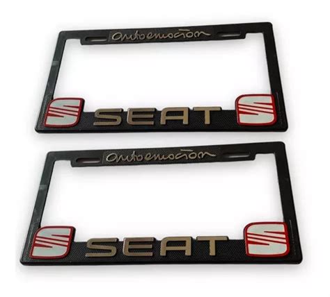 Par Pz Porta Placa Hule Inyectado Figura Seat Logos Br Meses Sin