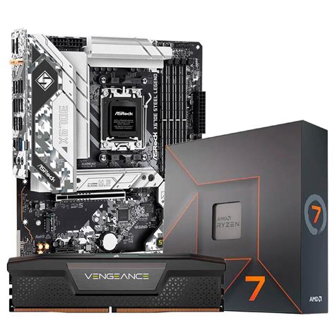 Kit Processador AMD Ryzen 7 7700X AM5 Placa Mãe Asus TUF Gaming X670E