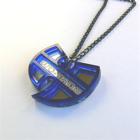 Wu Tang Necklace Laser Cut Mirror Blue Acrylic 4 Laser Cut Jewelry