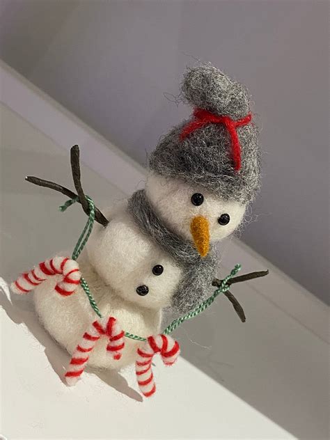 Felted Snowman Sculpture, Christmas Decoration, Snowman Sculpture ...