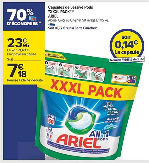 Promo Capsules De Lessive Pods Xxxl Pack Ariel Chez Carrefour