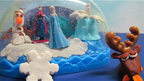 Disney Frozen Play Doh Sparkle Snow Dome Assembly With Olaf Sven Anna And Queen Elsa Youtube