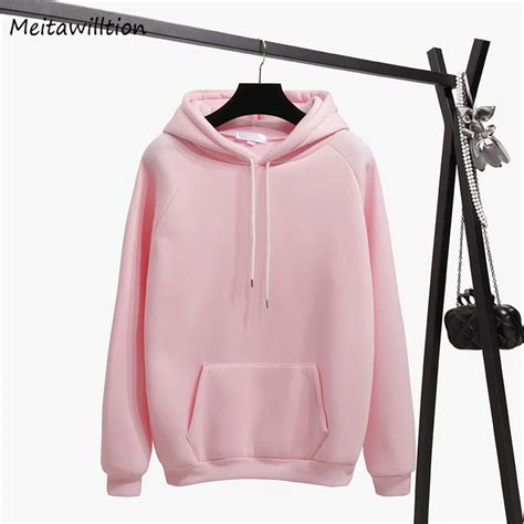 Autumn Winter Women Fleece Hoodies Sweatshirts Casual Long Sleeve Solid