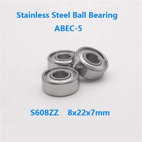 10 50pcs ABEC 5 S608ZZ S608 ZZ 8x22x7mm Stainless Steel Bearing Double