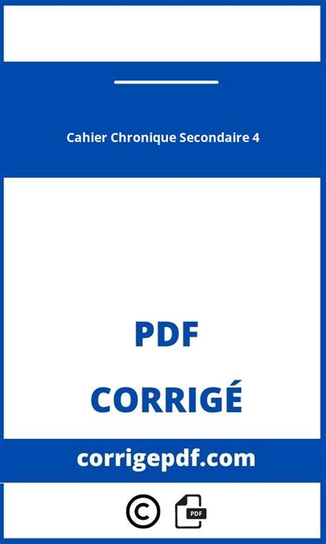 Pdf Telecharger Ourvrir Cahier Chronique Secondaire Corrig Pdf