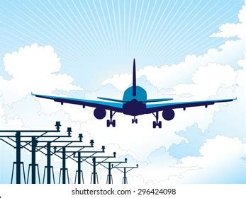 Airplane Landing Vector Stock Vector (Royalty Free) 296424098 | Shutterstock