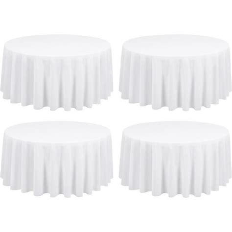 Lot De 4 Nappes Rondes De Polyester Nappe Ronde Blanche Nappe Ronde