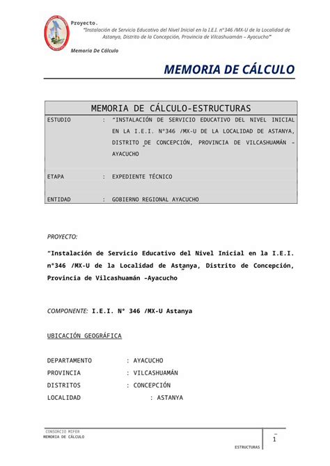 Doc Memoria De Calculo Estructuras Astanya Dokumen Tips